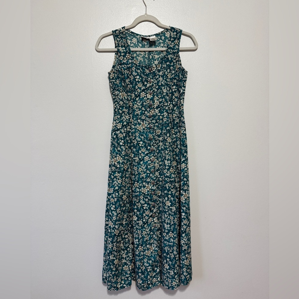 Blue Sleeveless Square Neck Sundress Midi